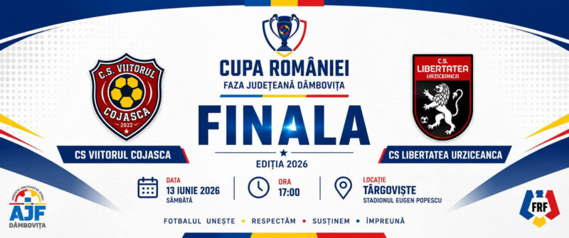 Finală de foc pe Stadionul Eugen Popescu din Târgoviște: Viitorul Cojasca și Libertatea Urziceanca luptă pentru trofeul județean al Cupei României Finală de foc pe Stadionul Eugen Popescu din Târgoviște: Viitorul Cojasca și Libertatea Urziceanca luptă pentru trofeul județean al Cupei României