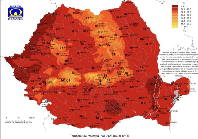  ȘOC TERMIC: ASTĂZI, DÂMBOVIȚA ESTE SUB COD ROȘU DE CANICULĂ , DE LA NOAPTE, URMEAZĂ RĂCIRE BRUSCĂ ȘI FURTUNI PUTERNICE 