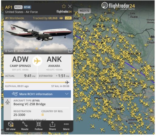 Air Force One, cu Donald Trump la bord, a survolat România în drum spre Summitul NATO din Ankara Air Force One, cu Donald Trump la bord, a survolat România în drum spre Summitul NATO din Ankara