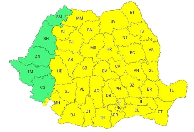  COD GALBEN de FURTUNI în Dâmbovița:  Urmează 24 de ore cu ploi torențiale, vijelii și grindină