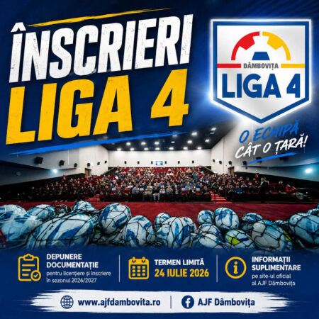Liga 4 Dâmbovița 2026-2027: startul se apropie, AJF a stabilit echipele cu drept de înscriere Liga 4 Dâmbovița 2026-2027: startul se apropie, AJF a stabilit echipele cu drept de înscriere