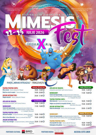 Mimesis Fest revine la Târgoviște! Patru zile de spectacole și distracție pentru copii în Piața „Mihai Viteazul” Mimesis Fest revine la Târgoviște! Patru zile de spectacole și distracție pentru copii în Piața „Mihai Viteazul”