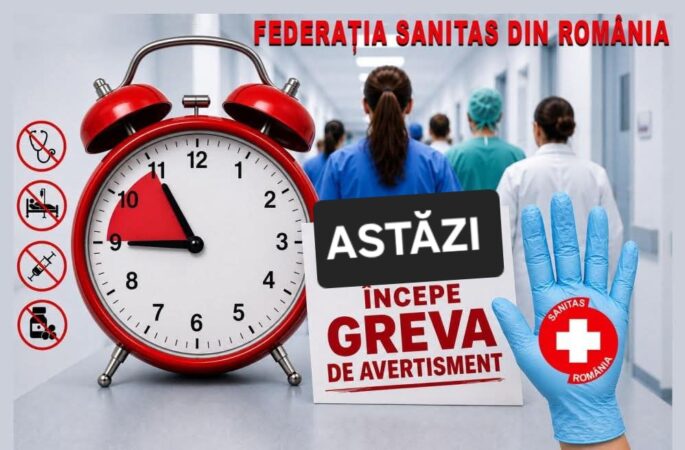 SANITAS declanșează astăzi, 20 iulie, grevă de avertisment în sistemul public de sănătate SANITAS declanșează astăzi, 20 iulie, grevă de avertisment în sistemul public de sănătate