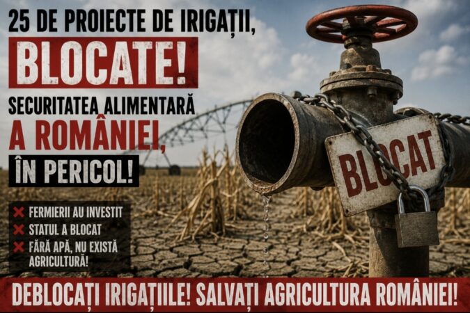 Scandal în agricultura românească! 25 de proiecte de irigații, blocate, iar fermierii avertizează: „Este pusă în pericol securitatea alimentară a României!”