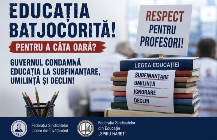 Sindicatele din Educație acuză Guvernul că „condamnă educația la declin” și cer Parlamentului să respingă noua lege a salarizării Sindicatele din Educație acuză Guvernul că „condamnă educația la declin” și cer Parlamentului să respingă noua lege a salarizării