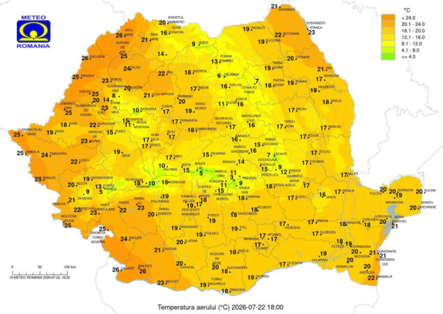 TÂRGOVIȘTE, PRINTRE CELE MAI RĂCOROASE ORAȘE DIN SUDUL ȚĂRII! La ora 18:00 s-au înregistrat doar 18°C