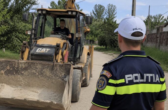 Tânăr de 18 ani, prins la volanul unui buldoexcavator fără permis Tânăr de 18 ani, prins la volanul unui buldoexcavator fără permis