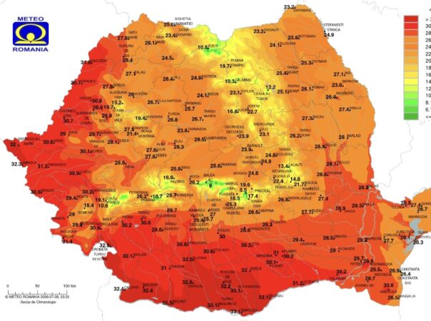Val de căldură la sfârșit de iulie și început de august