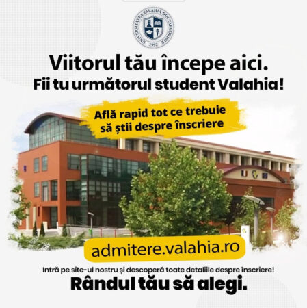 Universitatea „Valahia” a dat startul admiterii 2026. Viitorii studenți se pot înscrie online Universitatea „Valahia” a dat startul admiterii 2026. Viitorii studenți se pot înscrie online