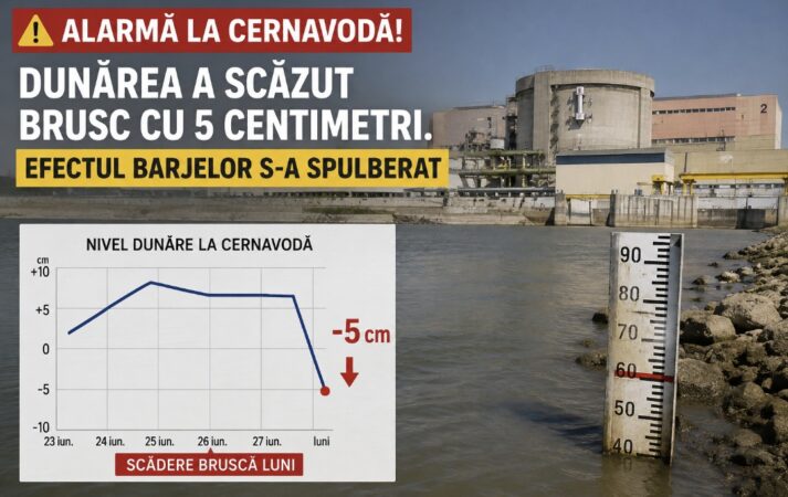 ALARMĂ LA CERNAVODĂ! DUNĂREA A SCĂZUT BRUSC CU 5 CENTIMETRI. EFECTUL BARJELOR S-A SPULBERAT