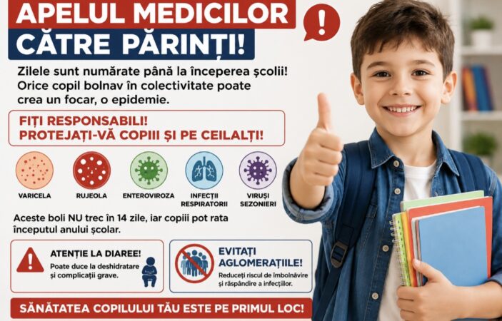 APELUL MEDICILOR CĂTRE PĂRINȚI: ȘCOALA ÎNCEPE, IAR BOLILE SE POT RĂSPÂNDI RAPID! APELUL MEDICILOR CĂTRE PĂRINȚI: ȘCOALA ÎNCEPE, IAR BOLILE SE POT RĂSPÂNDI RAPID!