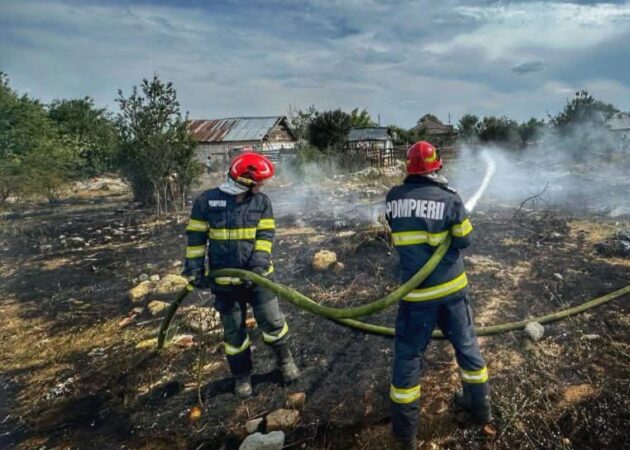 Incendiu de vegetație  în cartierul Romlux din Târgoviște. Fumul dens a determinat emiterea unui mesaj RO-ALERT