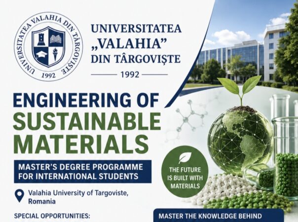 O nouă oportunitate internațională la Universitatea „Valahia” din Târgoviște: master în Engineering of Sustainable Materials O nouă oportunitate internațională la Universitatea „Valahia” din Târgoviște: master în Engineering of Sustainable Materials