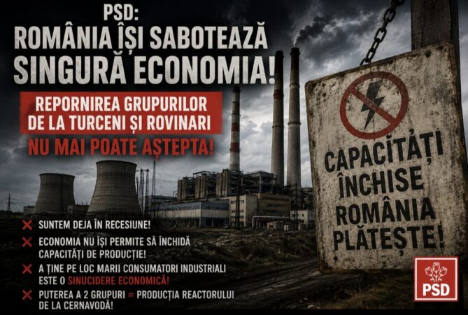 PSD: România își sabotează singură economia! Repornirea grupurilor de la Turceni și Rovinari nu mai poate aștepta PSD: România își sabotează singură economia! Repornirea grupurilor de la Turceni și Rovinari nu mai poate aștepta