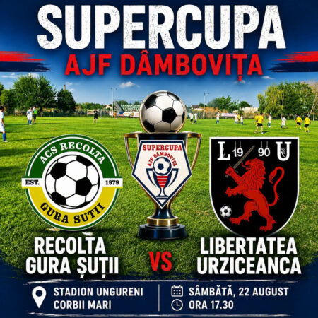 SUPERCUPA AJF DÂMBOVIȚA SE JOACĂ LA UNGURENI! RECOLTA GURA ȘUȚII ȘI LIBERTATEA URZICEANCA SE LUPTĂ PENTRU TROFEU SUPERCUPA AJF DÂMBOVIȚA SE JOACĂ LA UNGURENI! RECOLTA GURA ȘUȚII ȘI LIBERTATEA URZICEANCA SE LUPTĂ PENTRU TROFEU