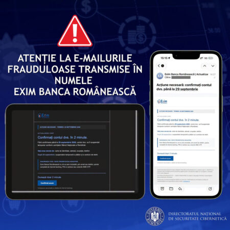 Alertă pentru dâmbovițeni: Atenție la emailurile false trimise în numele Exim Banca Românească Alertă pentru dâmbovițeni: Atenție la emailurile false trimise în numele Exim Banca Românească