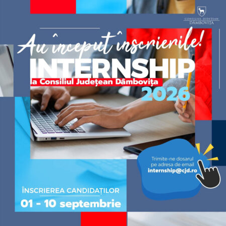 Au început înscrierile pentru Internship 2026 la Consiliul Județean Dâmbovița Au început înscrierile pentru Internship 2026 la Consiliul Județean Dâmbovița