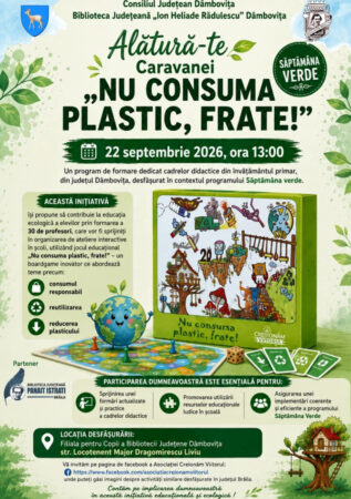 Caravana „Nu consuma plastic, frate!” ajunge la Târgoviște. Profesorii sunt invitați să transforme educația ecologică într-un joc Caravana „Nu consuma plastic, frate!” ajunge la Târgoviște. Profesorii sunt invitați să transforme educația ecologică într-un joc