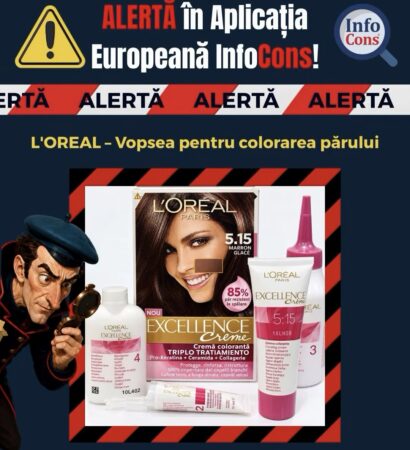 ALERTĂ InfoCons: Vopsea de păr L’Oréal, semnalată cu risc chimic. Produsul ar conține un ingredient interzis în cosmetice ALERTĂ InfoCons