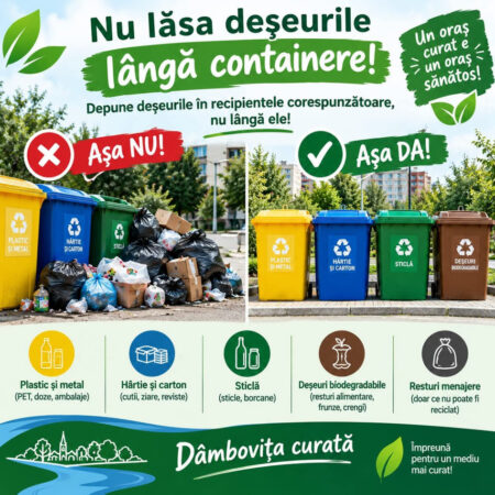 Dâmbovița curată începe cu fiecare dintre noi! Apel pentru colectarea corectă a deșeurilor Dâmbovița curată începe cu fiecare dintre noi! Apel pentru colectarea corectă a deșeurilor