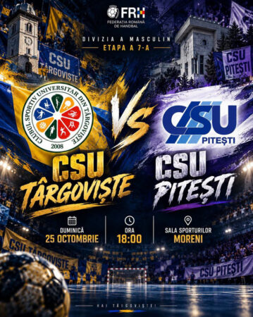 Derby de top la handbal masculin! CSU Târgoviște înfruntă liderul CSU Pitești Derby de top la handbal masculin! CSU Târgoviște înfruntă liderul CSU Pitești