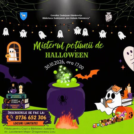 MISTERUL POȚIUNII DE HALLOWEEN: Aventură printre cărți, ghicitori și ingrediente ascunse la Biblioteca Județeană Dâmbovița HALLOWEEN