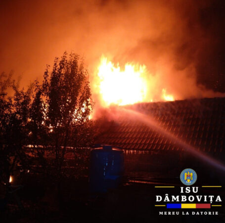 INCENDIU PUTERNIC LA CREVEDIA! MAI MULTE ANEXE GOSPODĂREȘTI, CUPRINSE DE FLĂCĂRI