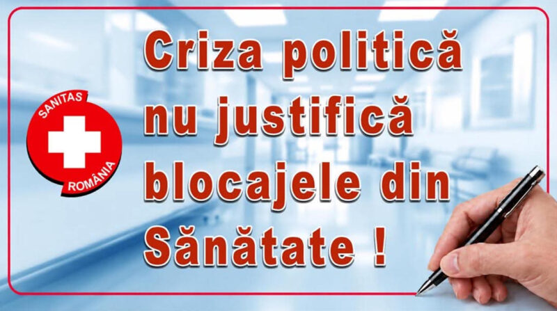SĂNĂTATEA NU MAI POATE AȘTEPTA DUPĂ CRIZA POLITICĂ! SANITAS CERE PARLAMENTULUI SOLUȚII URGENTE