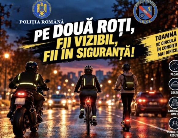 „Pe două roți, fii vizibil, fii în siguranță!” – controale și acțiuni preventive în Dâmbovița, pe tot parcursul lunii octombrie „Pe două roți, fii vizibil, fii în siguranță!